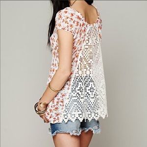 Free People Floral Knit T-Shirt